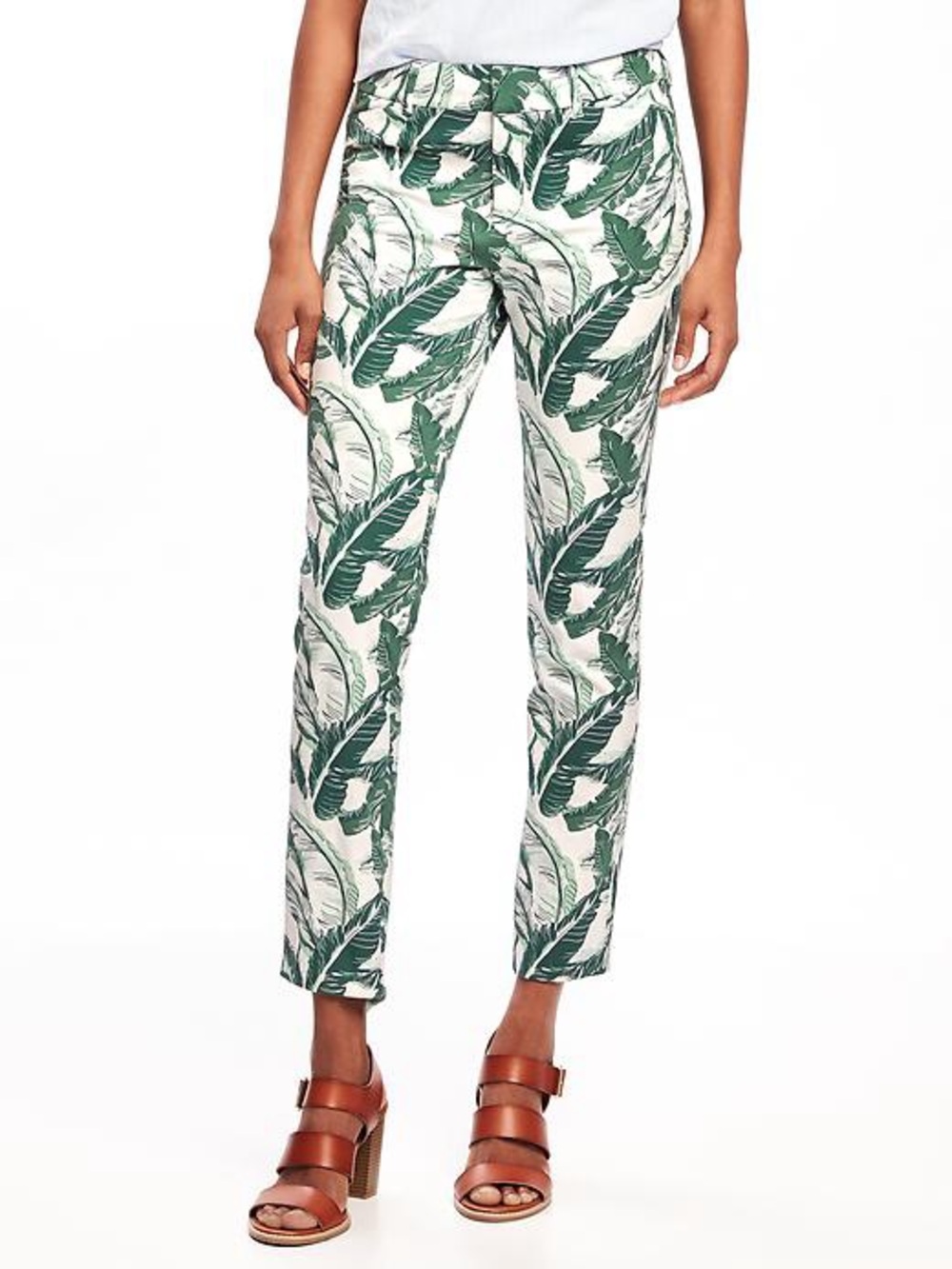 Old Navy Green Leaf-Print Ankle Pants - Size 4 Regular